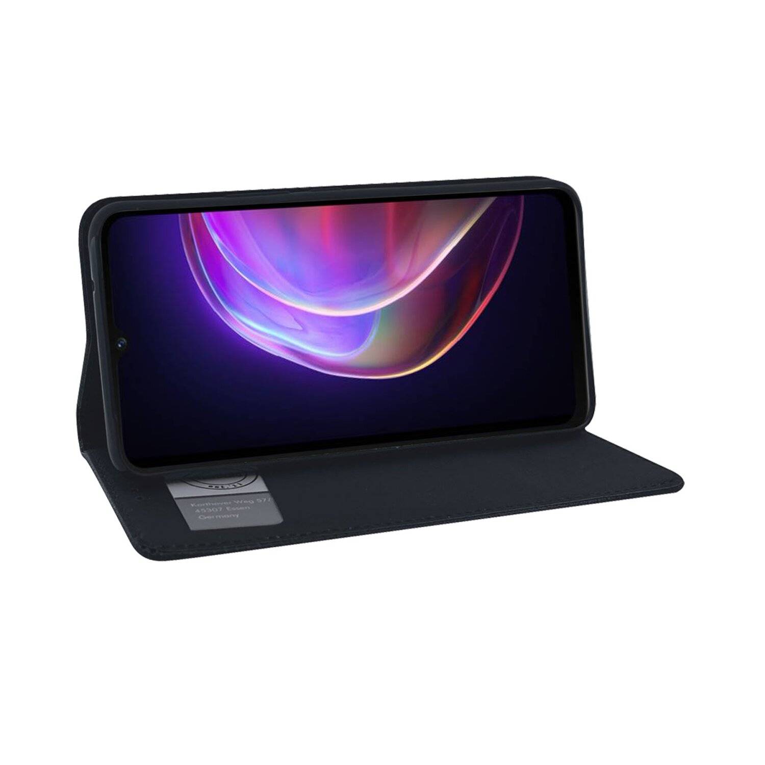 Buch-Tasche Hülle Smart Magnet kompatibel mit Vivo V21 5G Leder Optik Wallet Book-Style Cover Schale in schwarz