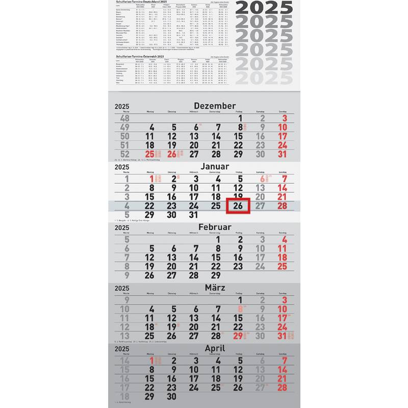 rido idé Wandkalender "5-Monatskalender", 2025