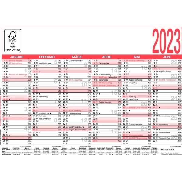Arbeitstagekalender 900 A6 2023 14,8x10,5cm
