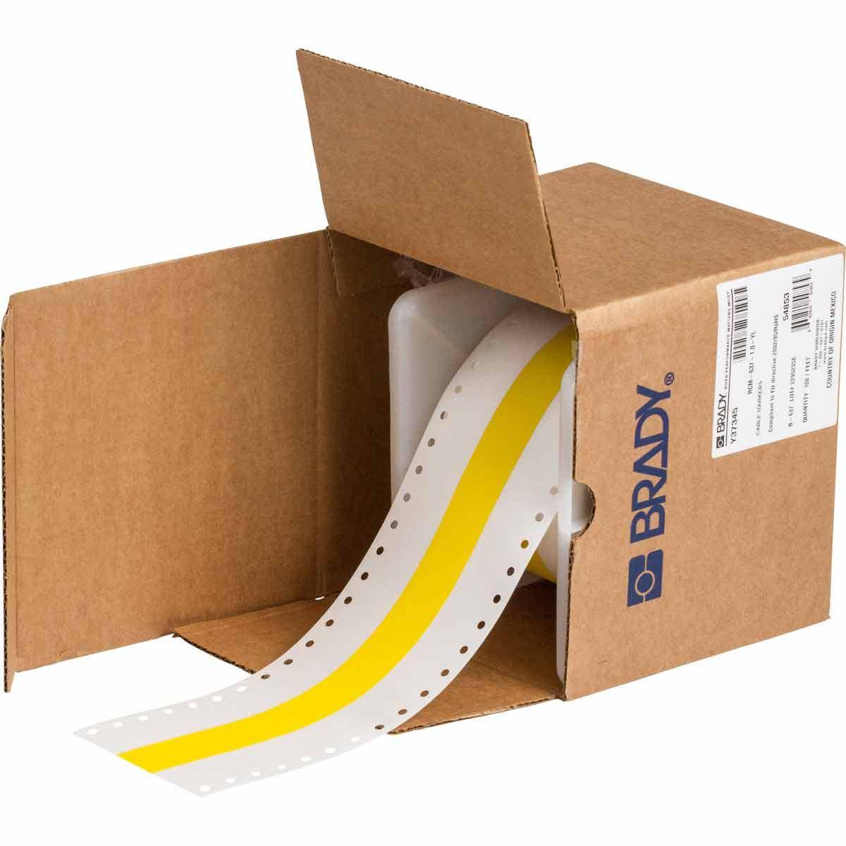 Brady, RCM-637-1.0-YL, Polyvinylfluorid, Gelb, matt, 25.40 mm x 30.48 m, permanent, für Nadeldrucker, Endlos