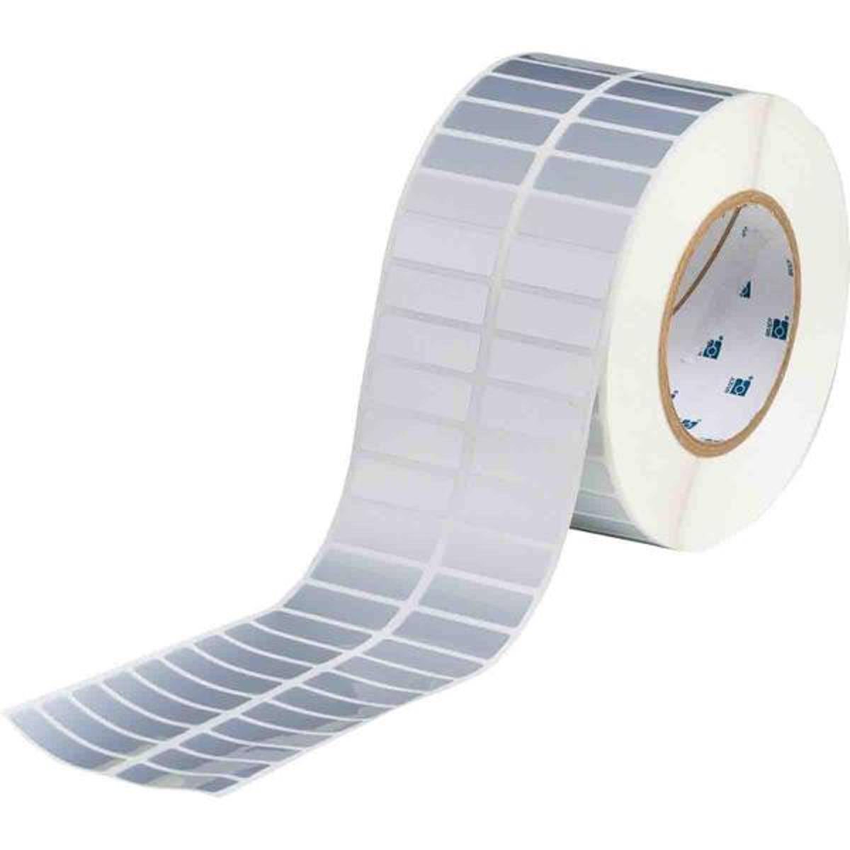 Brady, THT-37-362-10, fälschungssicheres Vinyl, Silber, glänzend, 38.10 x 12.70 mm, permanent, 2-bahnig (10000 E.)