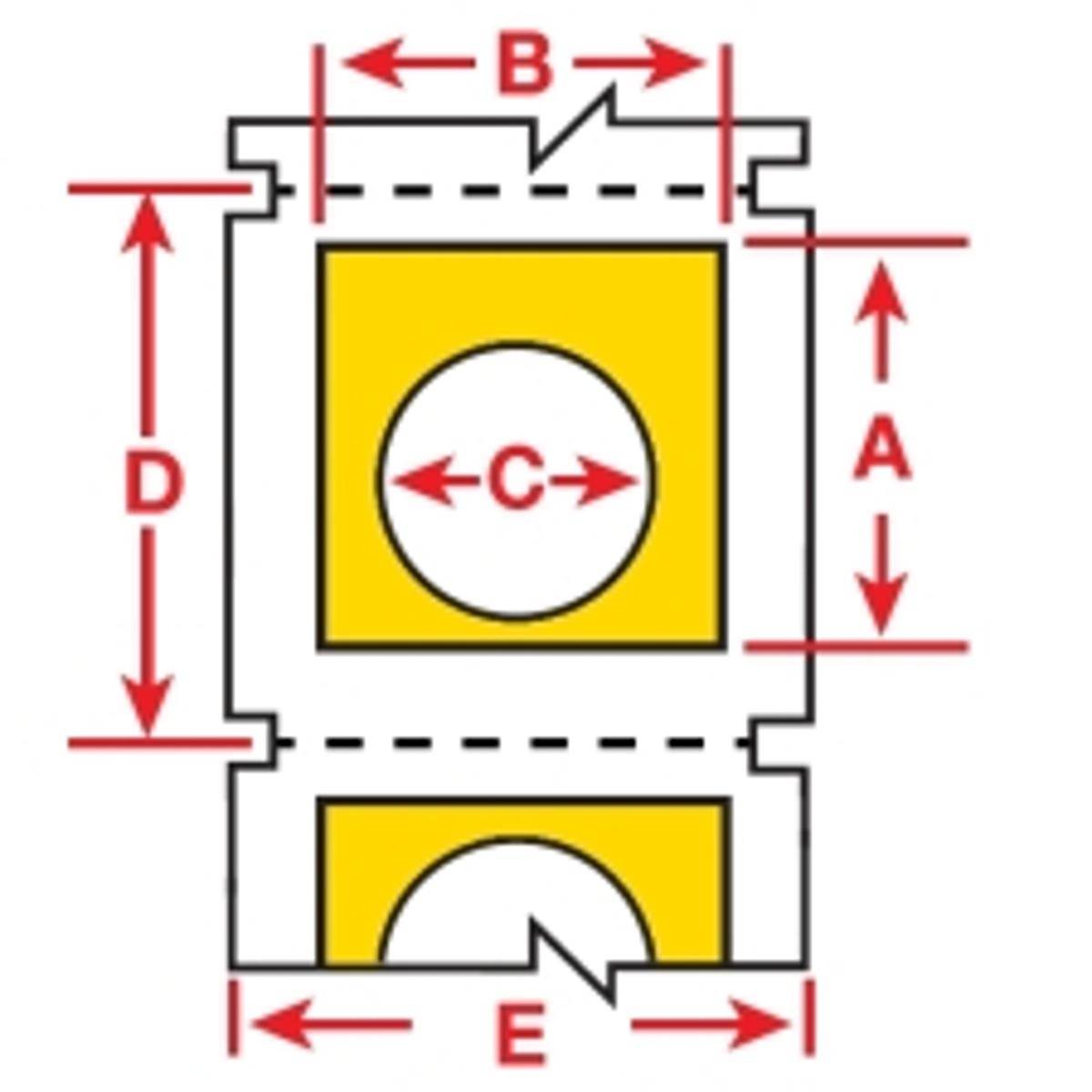 Brady, B30EP-167U-593-YL, EPREP (neu), Polyester, Gelb, glänzend, 38.10 x 30.48 mm, mit Loch (22.50 mm Durchmesser) permanent (200 E.)