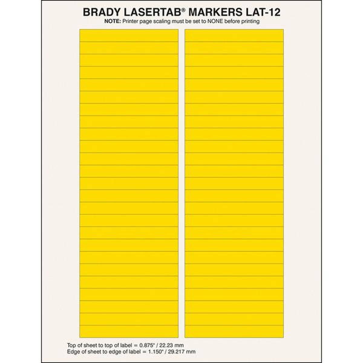 Brady, LAT-12-747YL-2.5, Polyester, matt, Gelb, 76.20 x 9.53 mm, dauerhaft klebend, US-Letter, 2-bahnig (2.500 E.)
