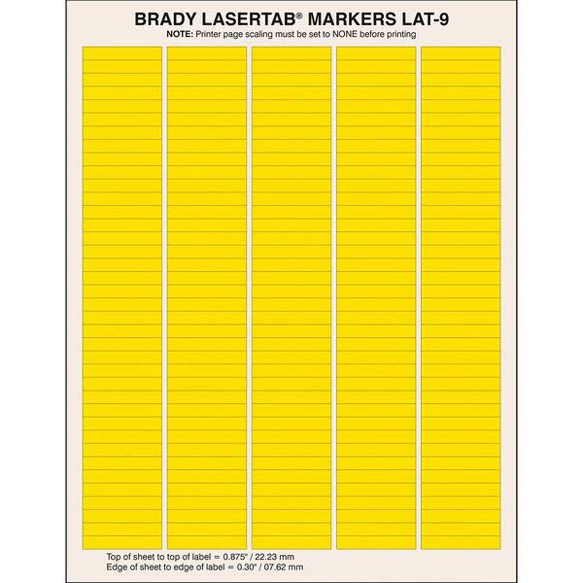 Brady, LAT-9-747YL-10, Polyester, Gelb, 38.10 x 6.35 mm, dauerhaft klebend, US-Letter, 5-bahnig (10.070 E.)
