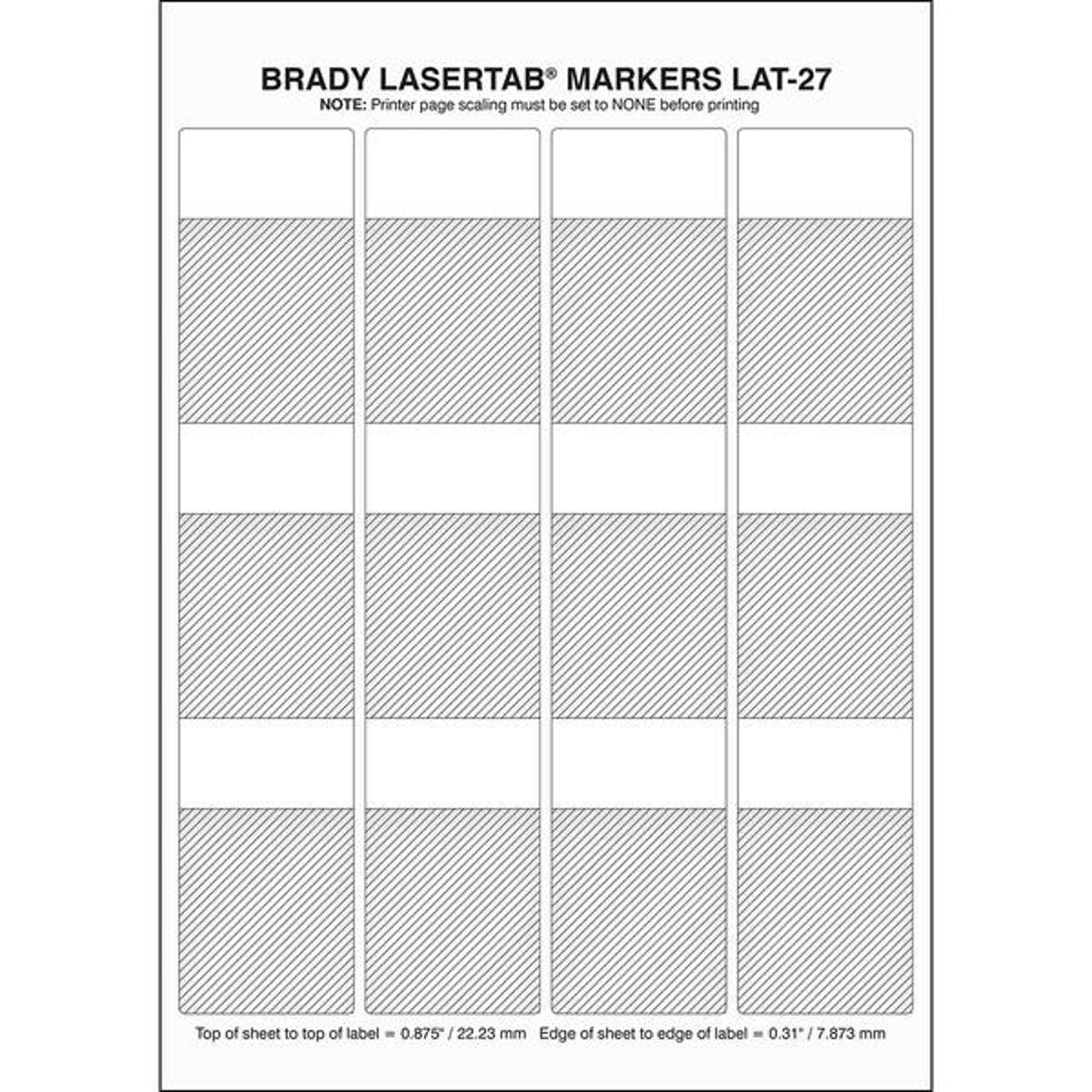 Brady, LAT-27-361-1, selbstlaminierendes Polyester, Weiß/Transparent, 47.63 x 24.59(80.44) mm, permanent, US-Letter, Kabeldurchmesser 8.6-17.8 mm, 4-