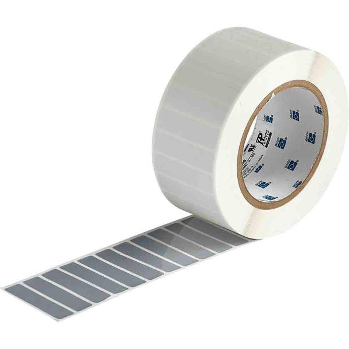 Brady, THT-53-362-3, fälschungssicheres Vinyl, glänzend, Silber, 50.80 x 12.70 mm, permanent (3000 E.)