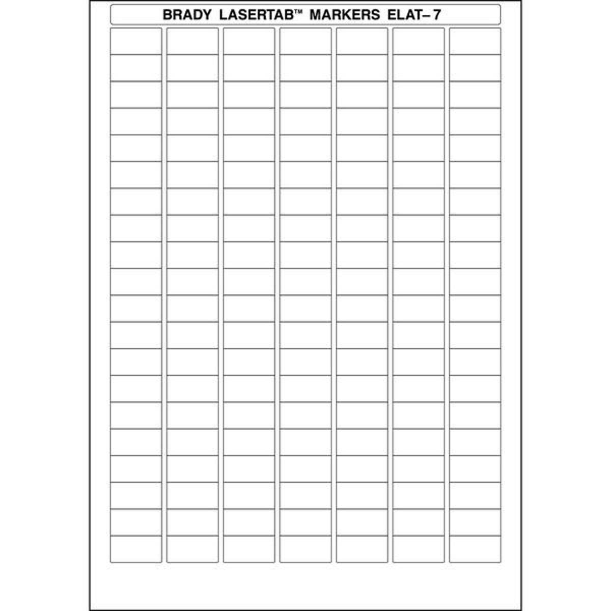 Brady, ELAT-7-747W-10, Polyester, Weiß, 25 x 13 mm, dauerhaft klebend, Din A4, 7-bahnig (10.080 E.)