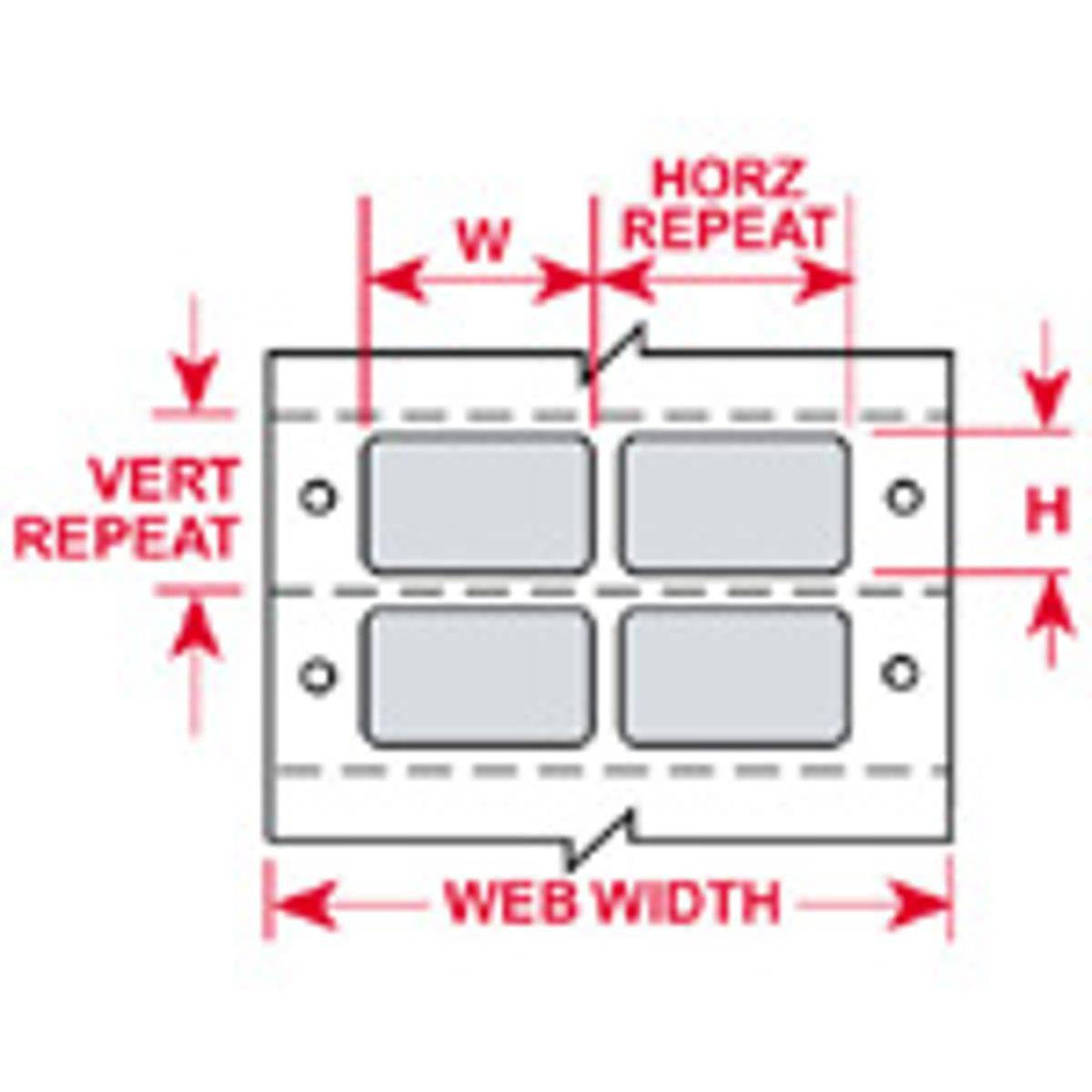 Brady, DAT-82-969-5, metallisierter Polyester, Silber, matt, 76,2 x 48,26mm, permanent, 2-bahnig, f. Nadeldrucker (5000 E.)
