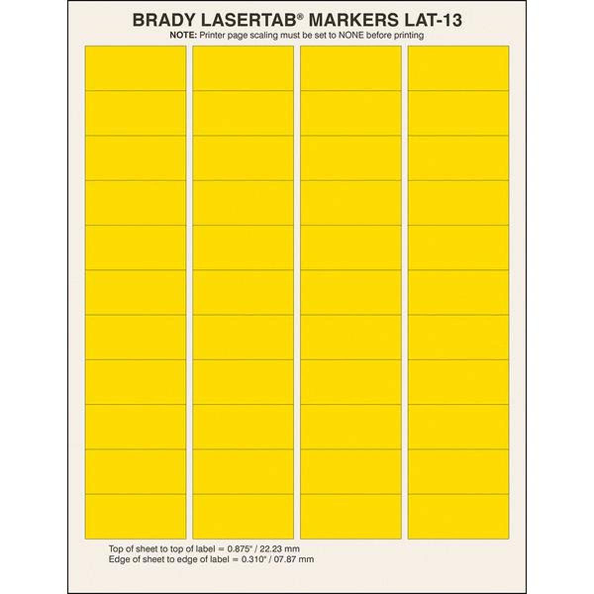 Brady, ELAT-13-747-YL-2.5, Polyester, Gelb, 47 x 21 mm, dauerhaft klebend, DIN A4, 4-bahnig (2544 E.)