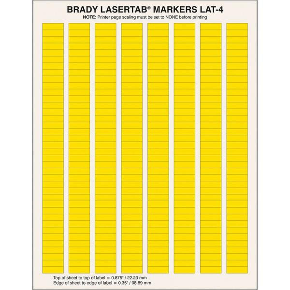 Brady, LAT-4-747YL-10, Polyester, Gelb, 20.32 x 6.35 mm, permanent, US-Letter, 8-bahnig (10.032 E.)