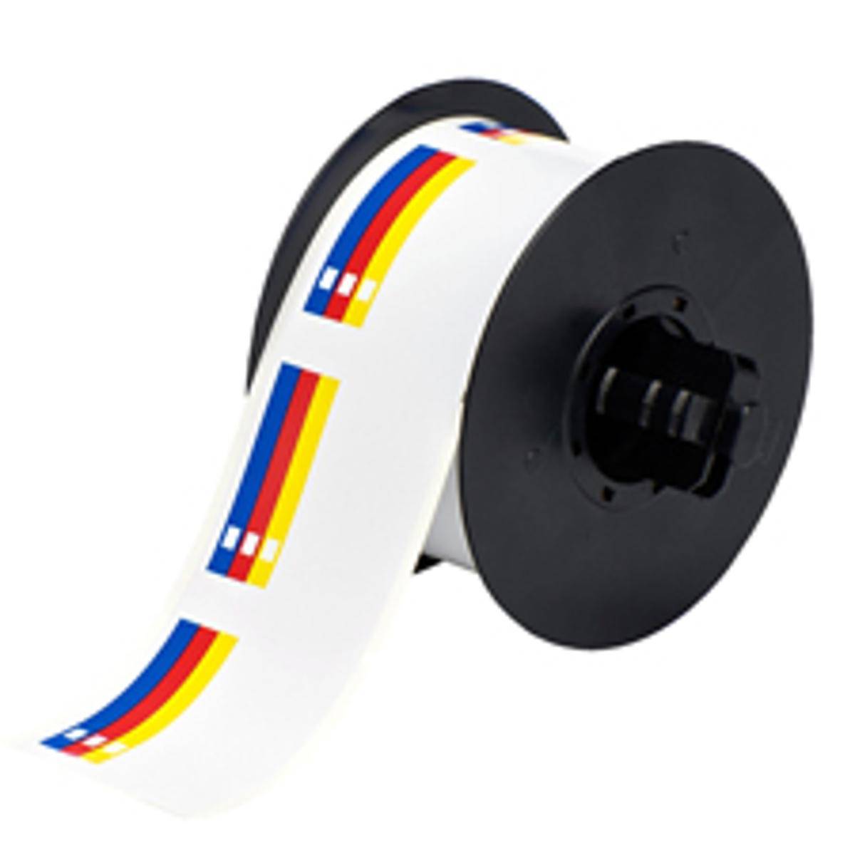 Brady, B30-244-595-CB, vorgedruckte Vinyl-Etiketten, Weiß, glänzend, 57.00 x 57.15 mm, permanent, Aufdruck: 4-farbigen Balkenmotiv (klein) und Textf