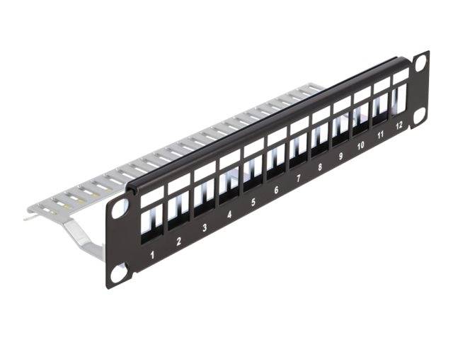Delock Patchpanel (Blindblech) - mit Zugentlastung - Rack montierbar - Schwarz -