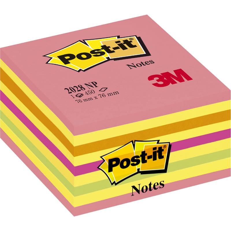 Post-it Haftnotiz-Würfel, 76 x 76 mm, Neon-Pinktöne