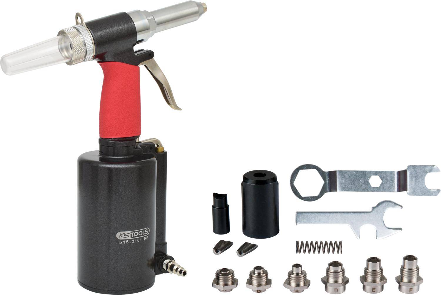 KS TOOLS Druckluft-Blindniet-Pistole, 2,4-3,2-4-4,8-5,6-6,4mm