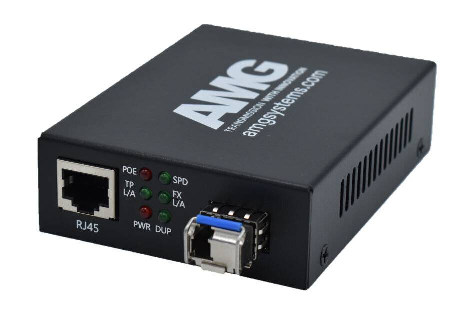 AMG Systems AMG210M-1GAT-1SS1A-P30, POE Medienkonverter, für 0°C bis 50°, 1 x 1GBT RJ45, 1 x GFX, SM, 1 Faser, A Typ