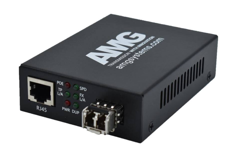 AMG210M-1GAT-1SM2-P30, POE Medienkonverter, für 0°C bis 50°, 1 x 1GBT RJ45, 1 x GFX, SM, 2 Fasern