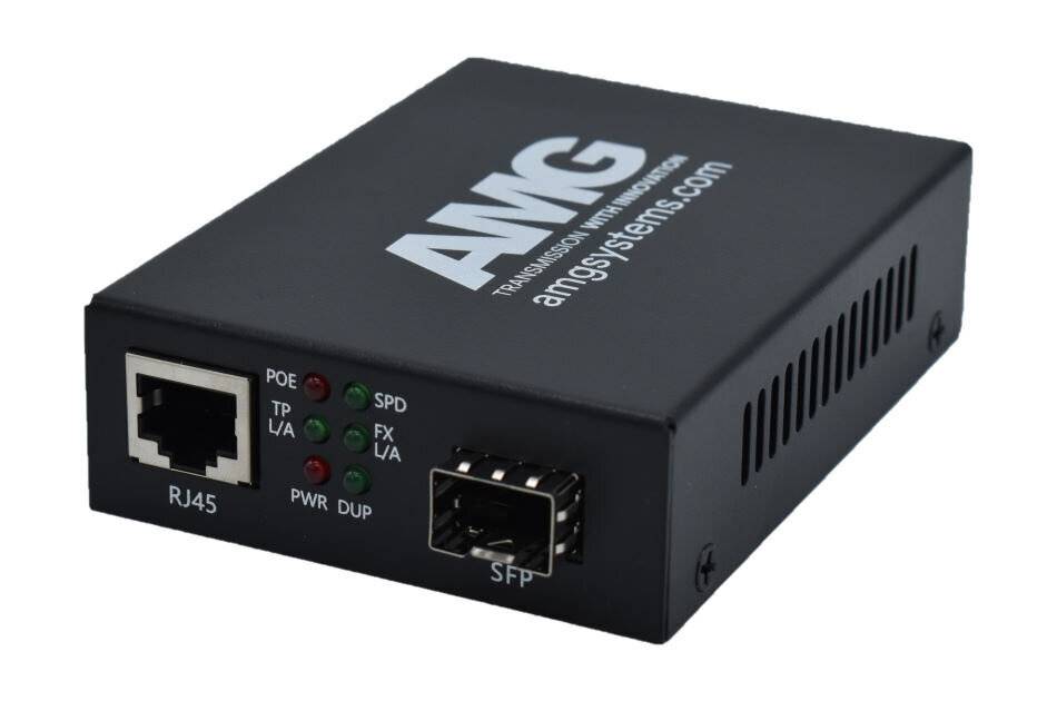 AMG Systems AMG210M-1GAT-1S-P30, PoE Medienkonverter, für 0°C bis 50°, 1 x 10/100/1GBT RJ45, 1 SFP Slot 1000FX