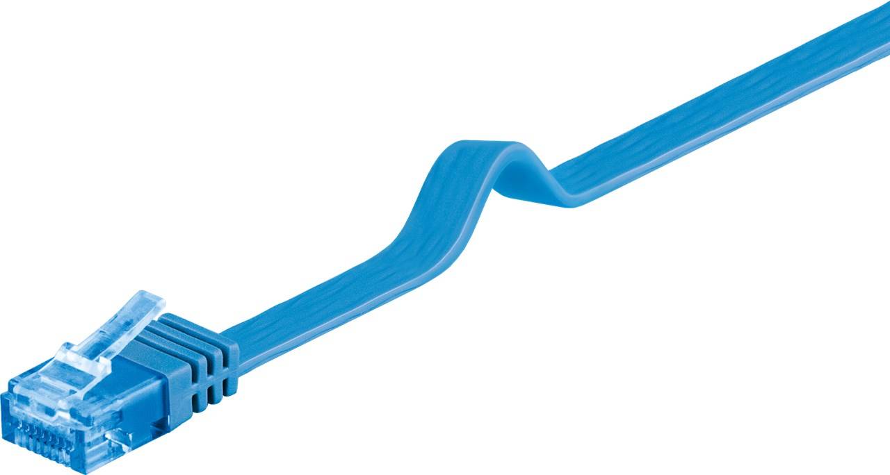 goobay Flach Patchkabel Cat 6a U/UTP blau 1 m