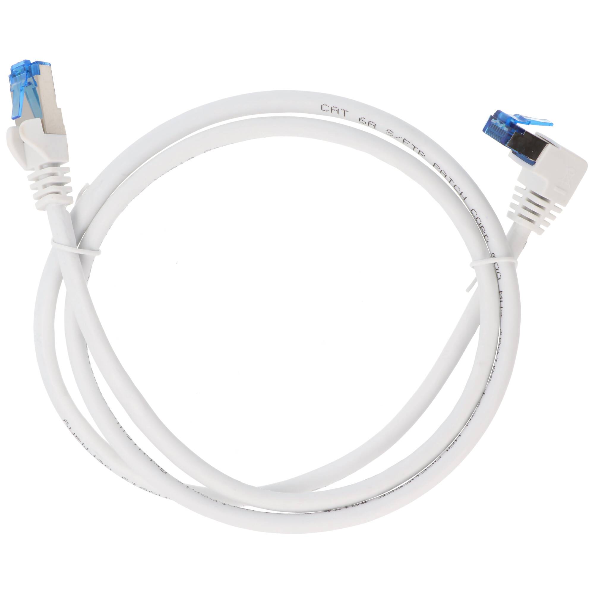 Goobay CAT 6A Patchkabel 1x 90° gewinkelt, S/FTP (PiMF), weiß 3 m