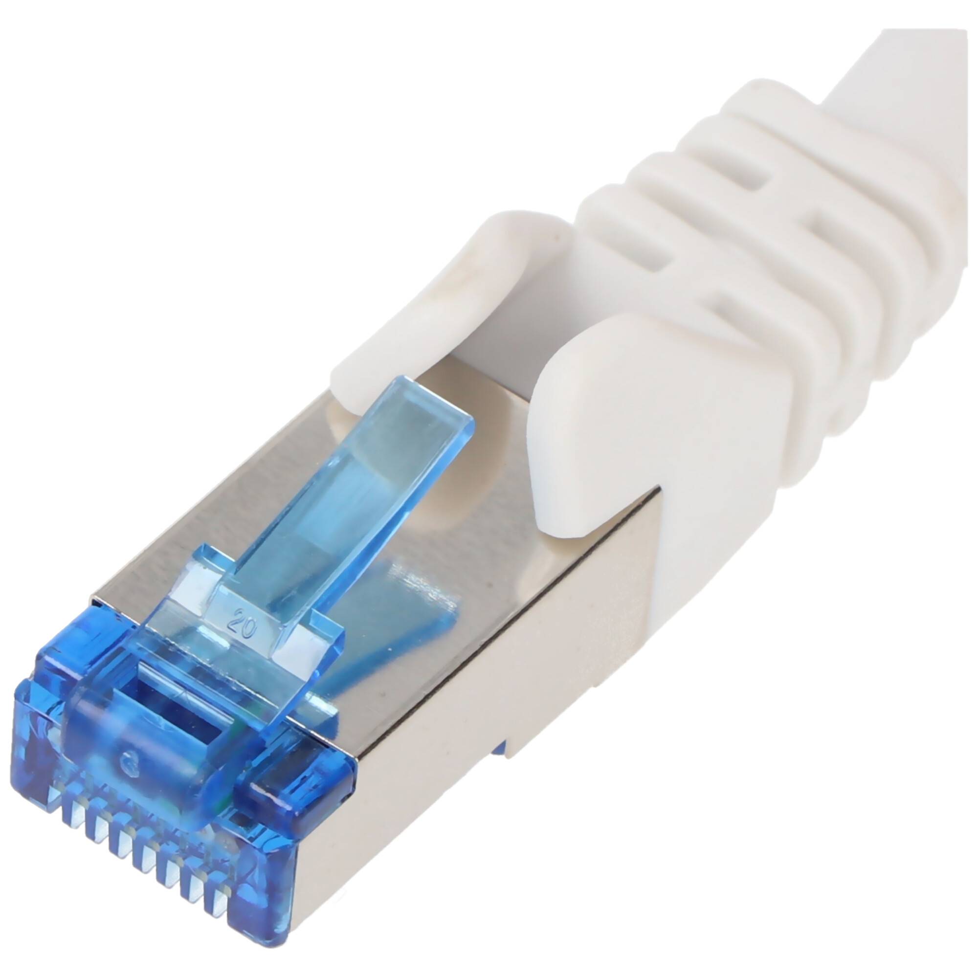 Goobay CAT 6A Patchkabel 1x 90° gewinkelt, S/FTP (PiMF), weiß 10 m