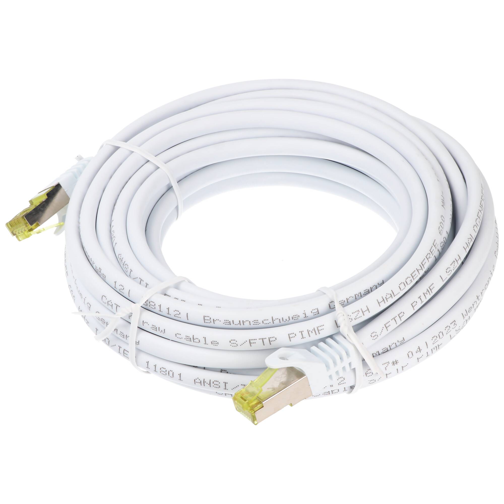 Goobay RJ45 Patchkabel CAT 6A S/FTP (PiMF), 500 MHz mit CAT 7 Rohkabel, weiß 30 m