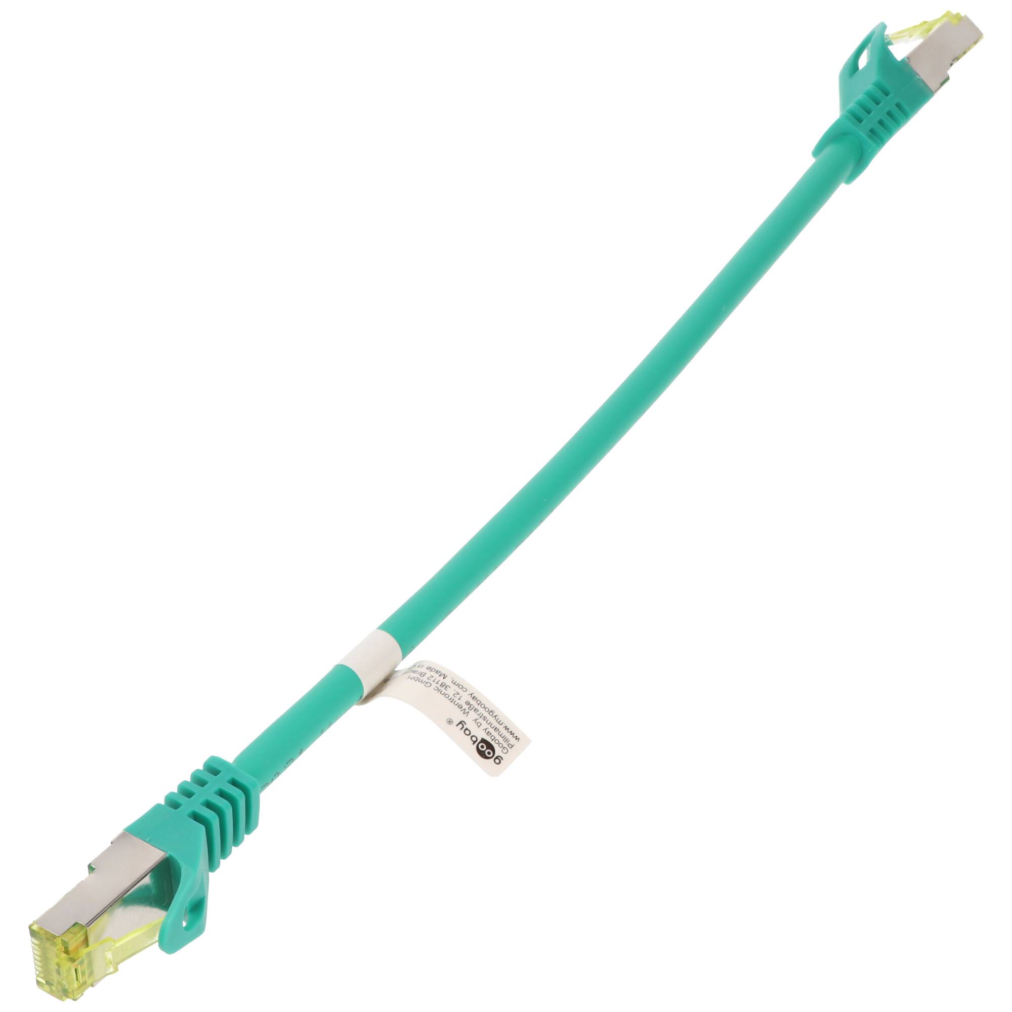 Goobay RJ45 Patchkabel CAT 6A S/FTP (PiMF), 500 MHz mit CAT 7 Rohkabel, Grün 7,5 m