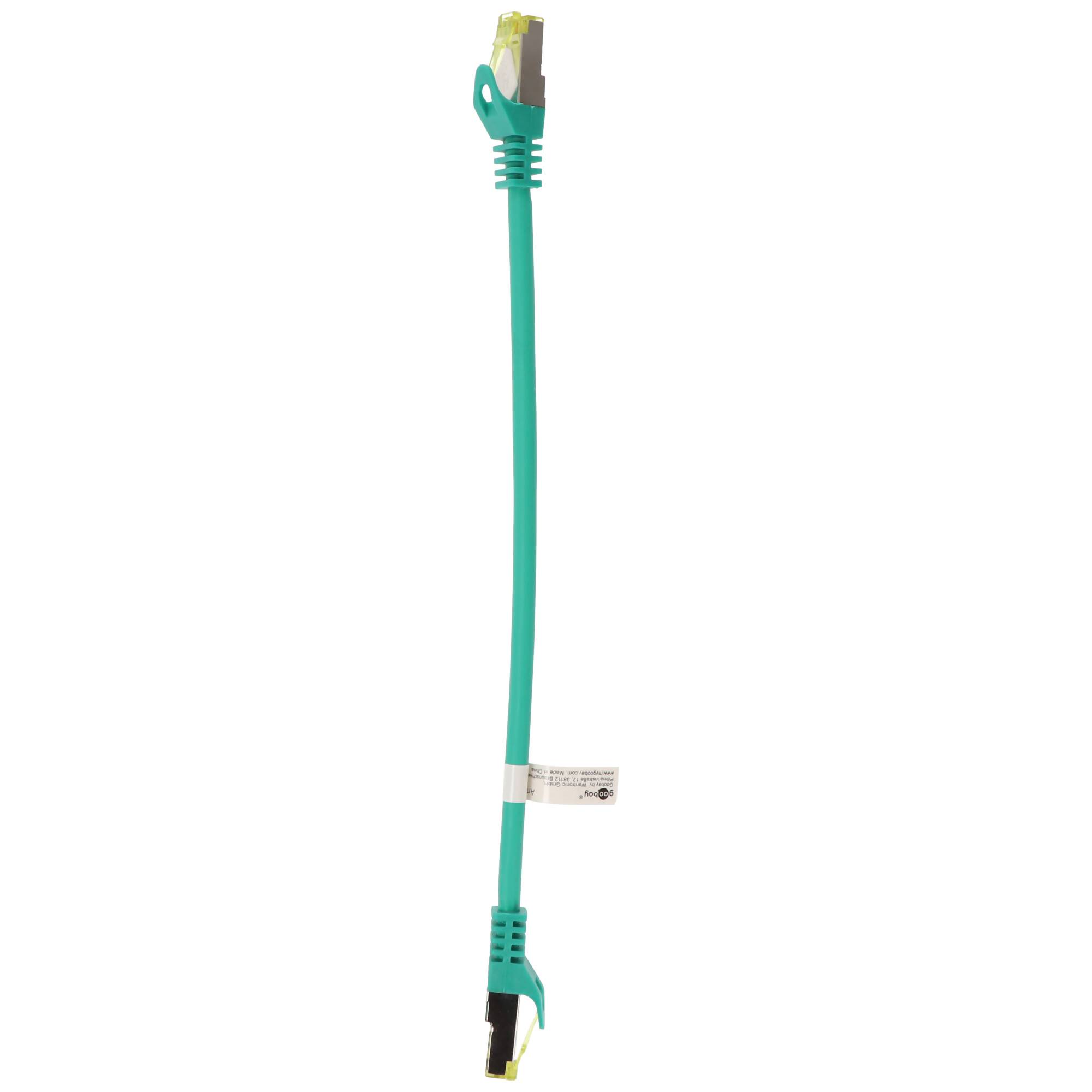 Goobay RJ45 Patchkabel CAT 6A S/FTP (PiMF), 500 MHz mit CAT 7 Rohkabel, Grün 10 m