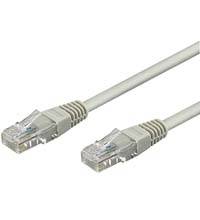 Zwei graue Ethernet-Kabel mit transparenten RJ45-Steckern auf weißem Hintergrund.