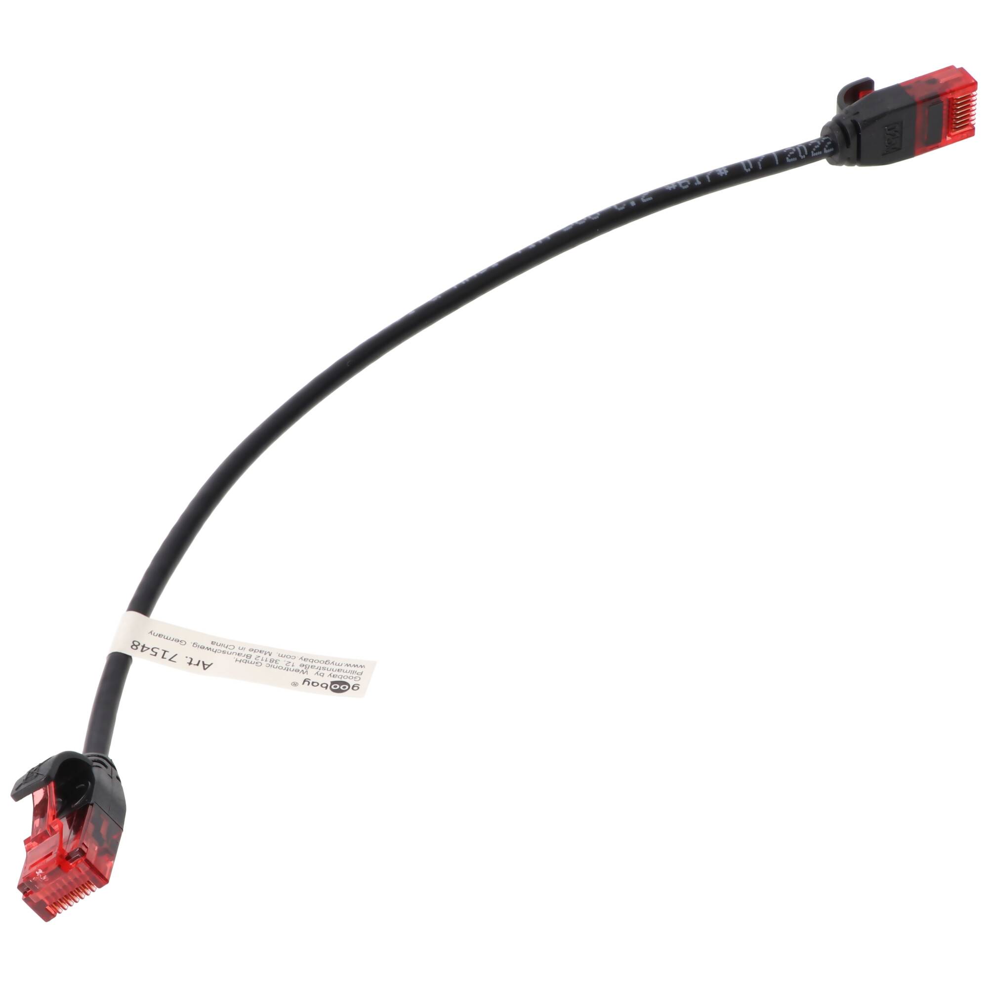 Goobay CAT 6 Slim-Patchkabel, U/UTP, Schwarz 7,5 m