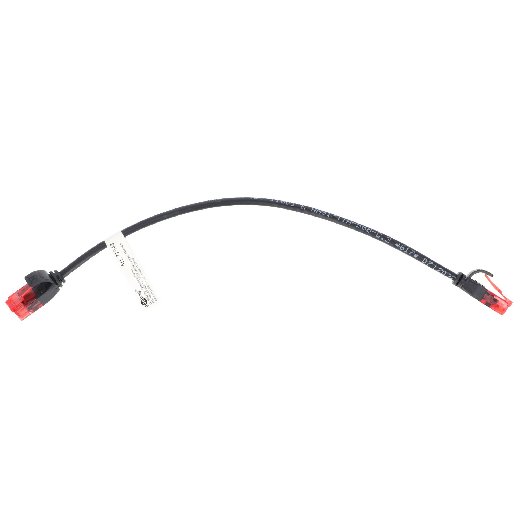 Goobay CAT 6 Slim-Patchkabel, U/UTP, Schwarz 7,5 m