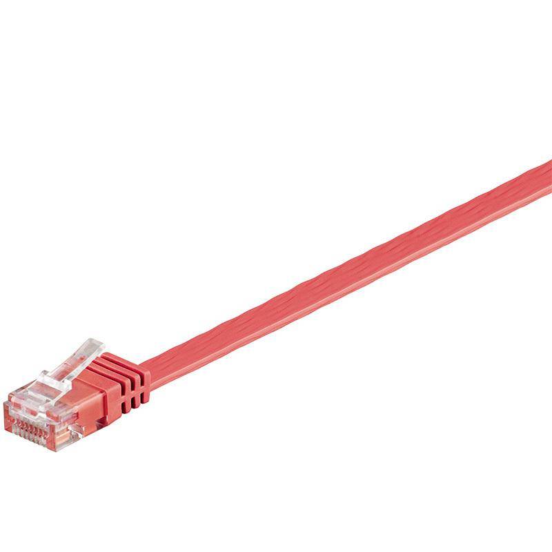 CAT 6 Netzwerkkabel, U/UTP, flach, rot - Länge: 2,0 m