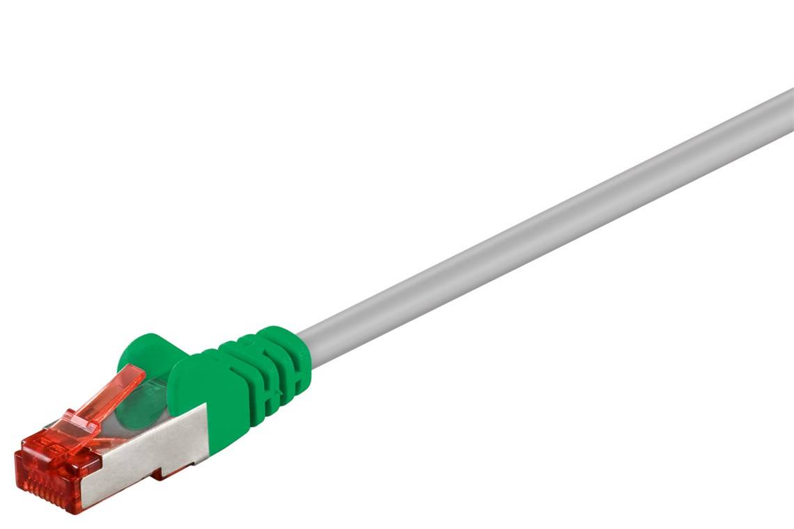 Goobay CAT 6 Crossover-Patchkabel, S/FTP (PiMF), Grau, Grün 5 m