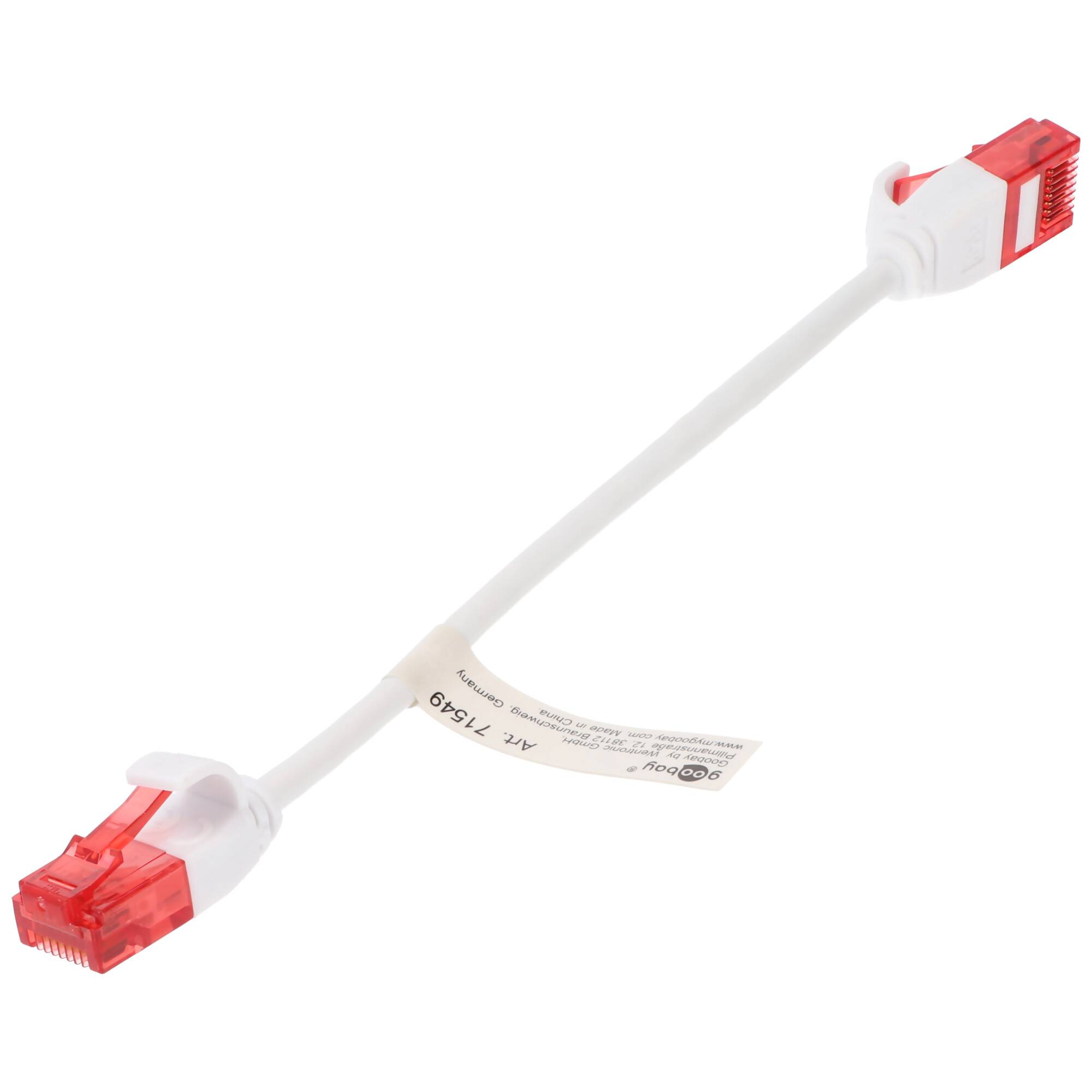 Goobay CAT 6 Slim-Patchkabel, U/UTP, weiß 15 m