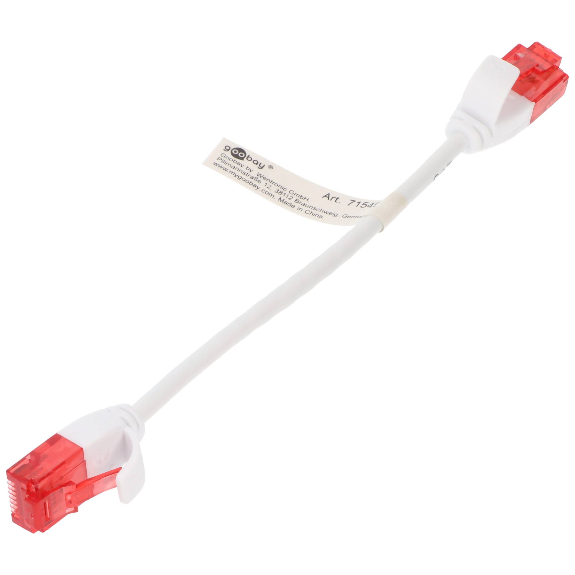 Goobay CAT 6 Slim-Patchkabel, U/UTP, weiß 0,25 m