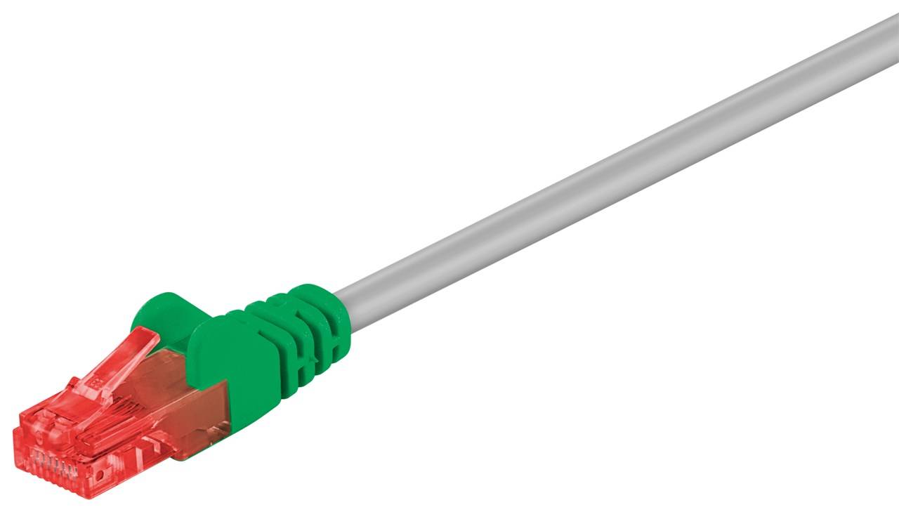 Goobay CAT 6 Crossover-Patchkabel, U/UTP, Grau, Grün 1 m