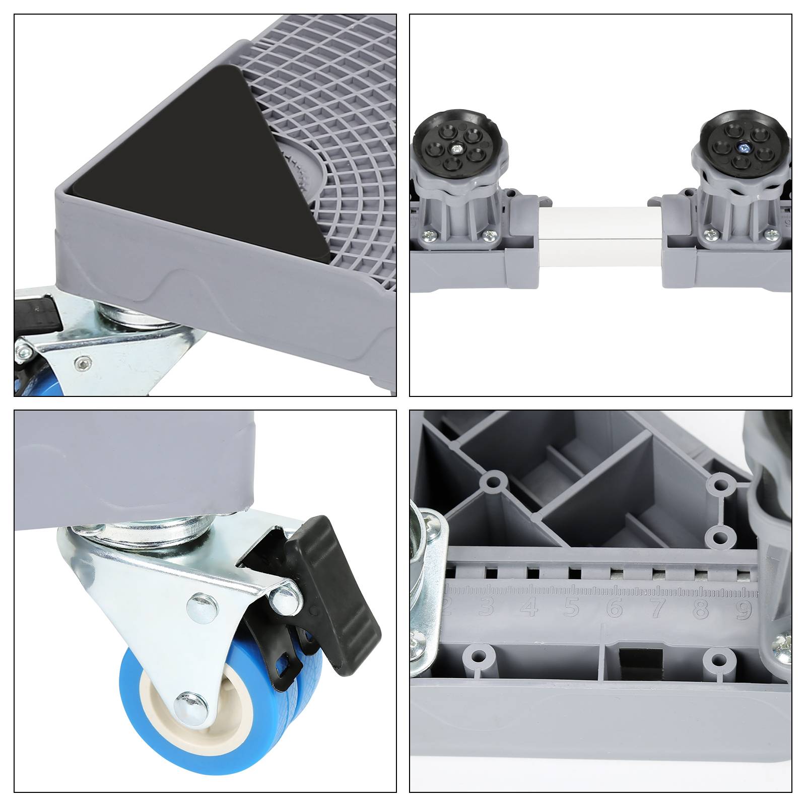 Waschmaschinen Untergestell basis Haushaltsgroßgeräte-Zubehör Podest Höhenverstellbar 8 Beine+4 Räder 40-68cm