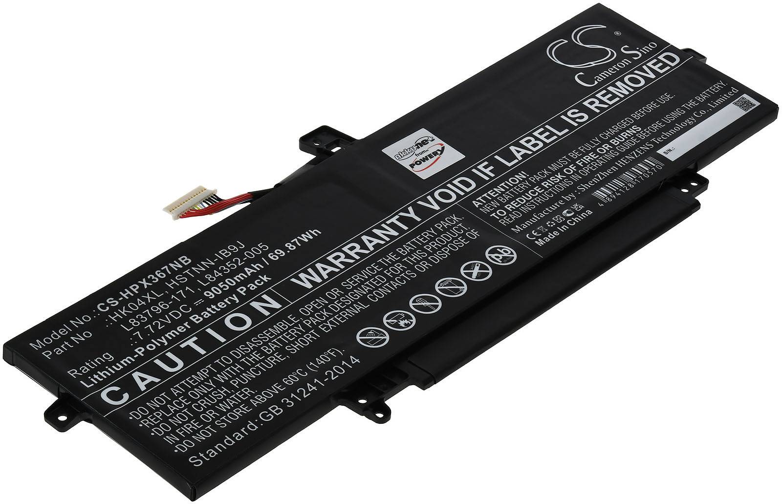 Powery Akku kompatibel mit HP Typ HK04XL, 7,72V, Li-Polymer