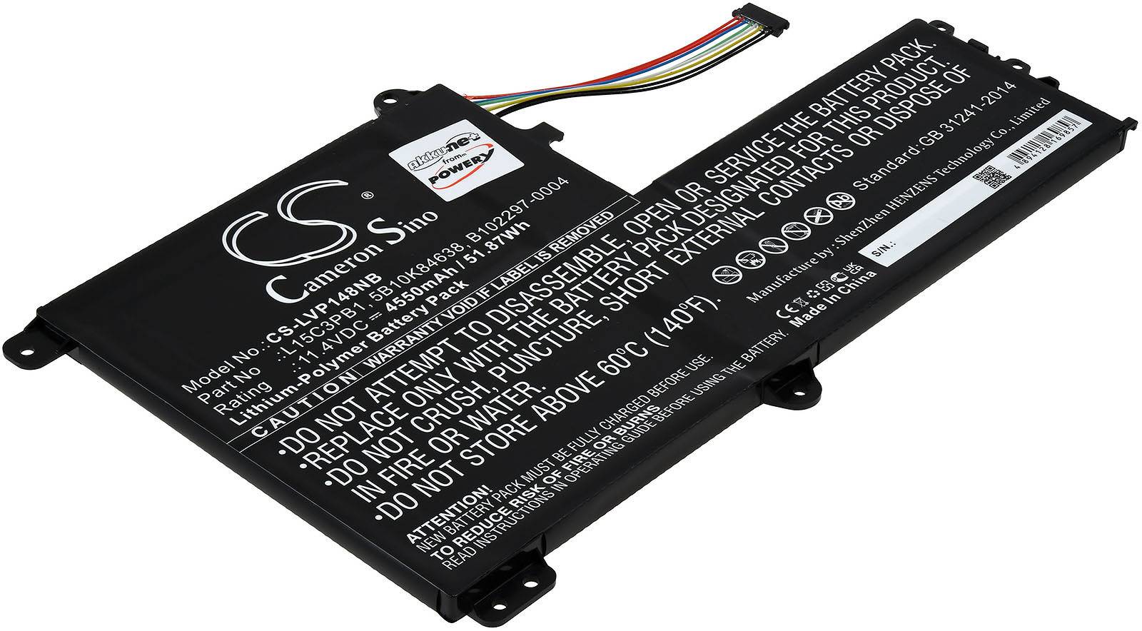 Powery Akku für Laptop Lenovo IdeaPad Flex 4-1480 14" 3. Version, 11,4V, Li-Polymer
