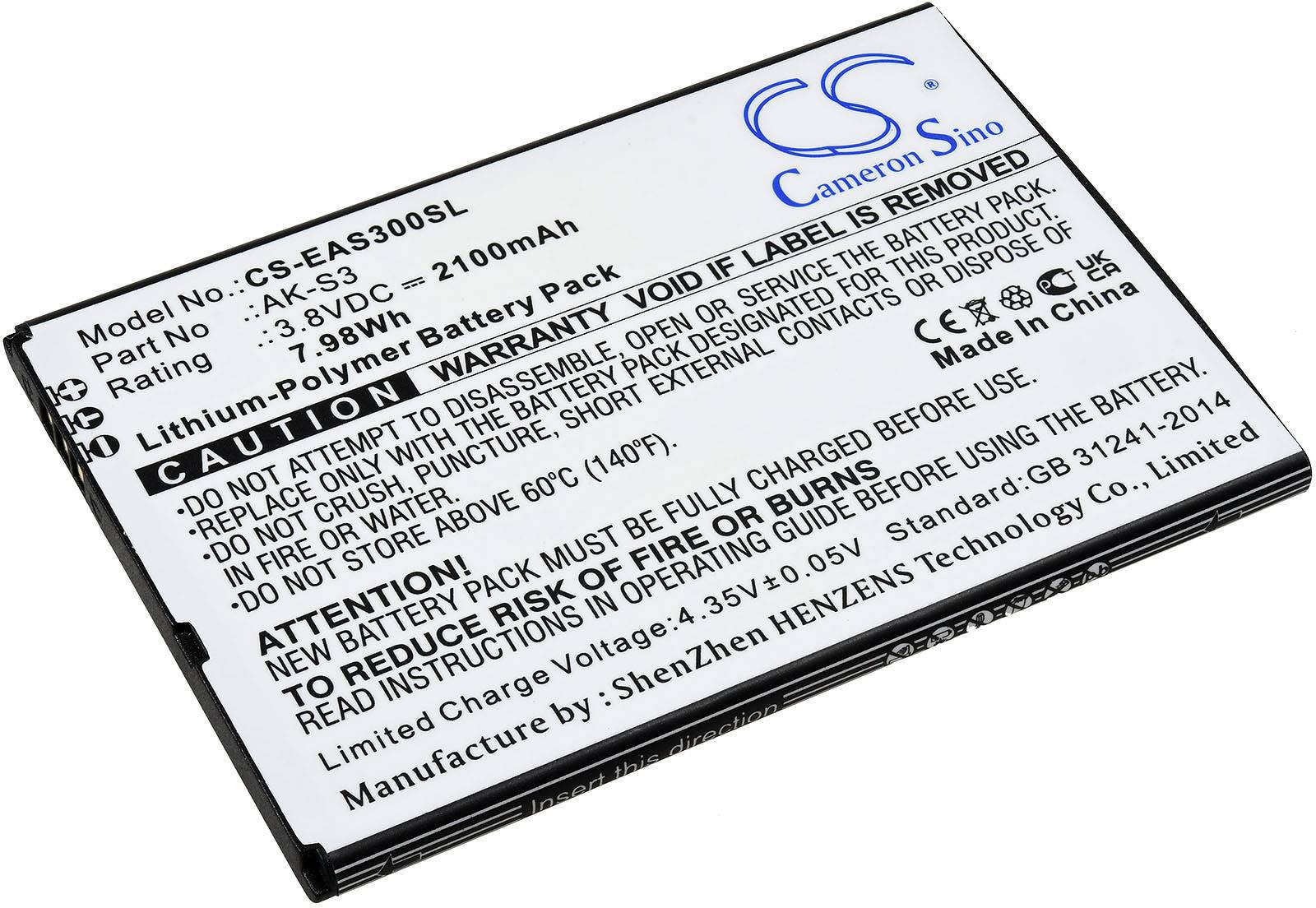 Powery Akku kompatibel mit Emporia Typ AK-S3, 3,8V, Li-Polymer