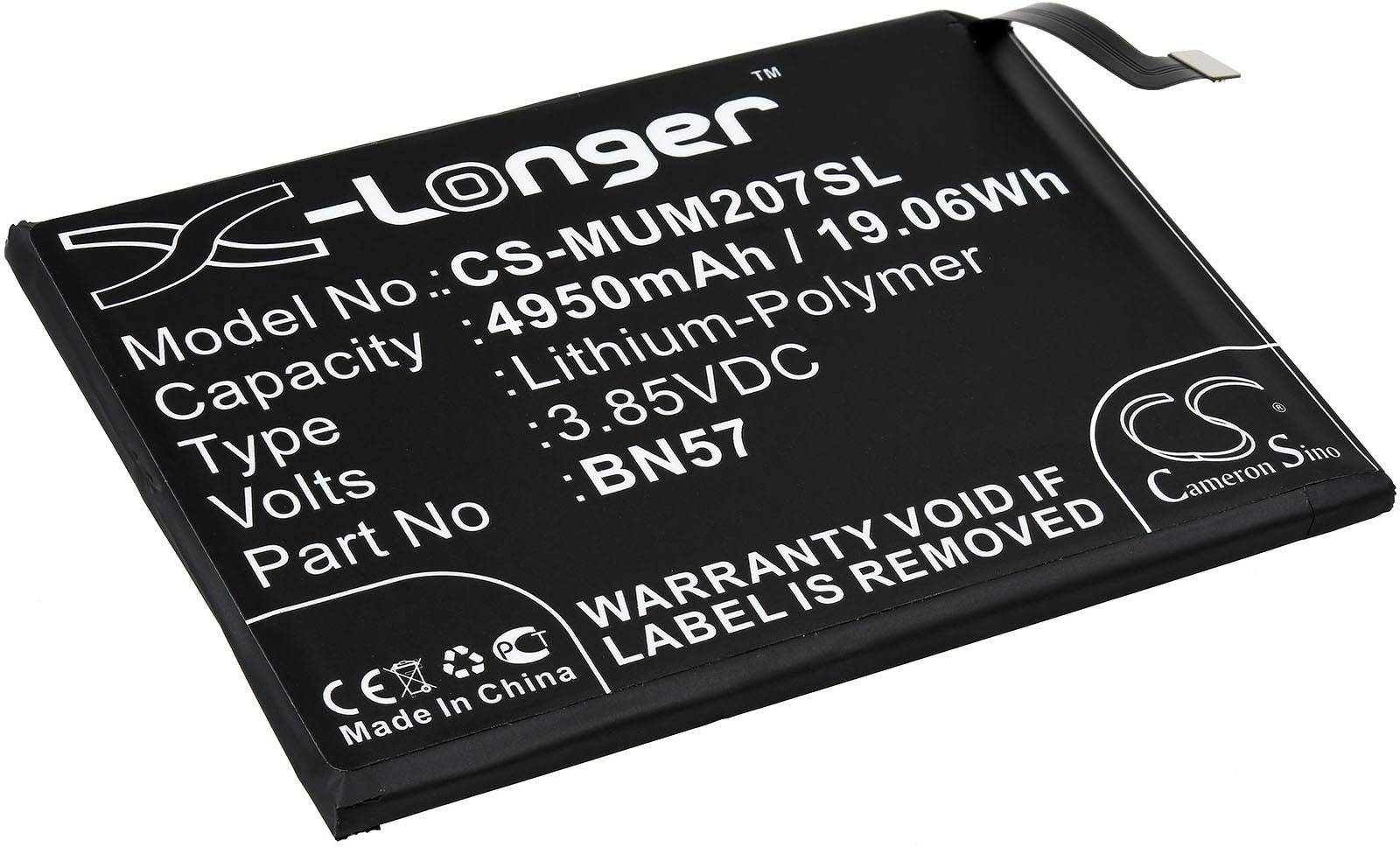 Powery Akku passend für Smartphone, Handy Xiaomi Poco X3 NFC, M2007J20CG, Typ BN57, 3,85V, Li-Polymer