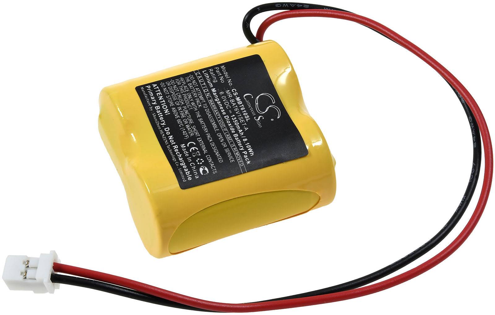 Powery SPS-Lithiumbatterie für Mitsubishi MR-BAT6V1SET-A, 6V, Lithium-Mangandioxid