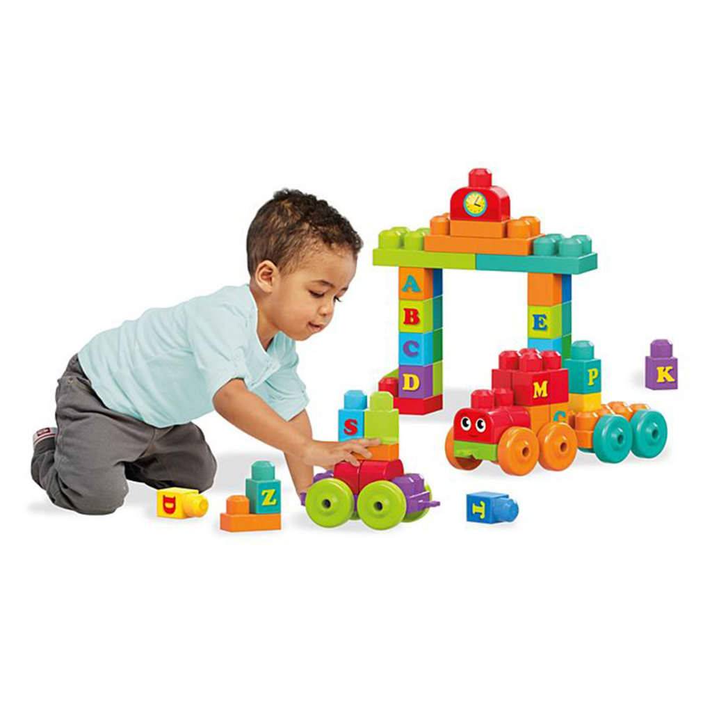 Mega Bloks Erste Bauarbeiter 60-teiliger ABC Lernzug ​​DXH35
