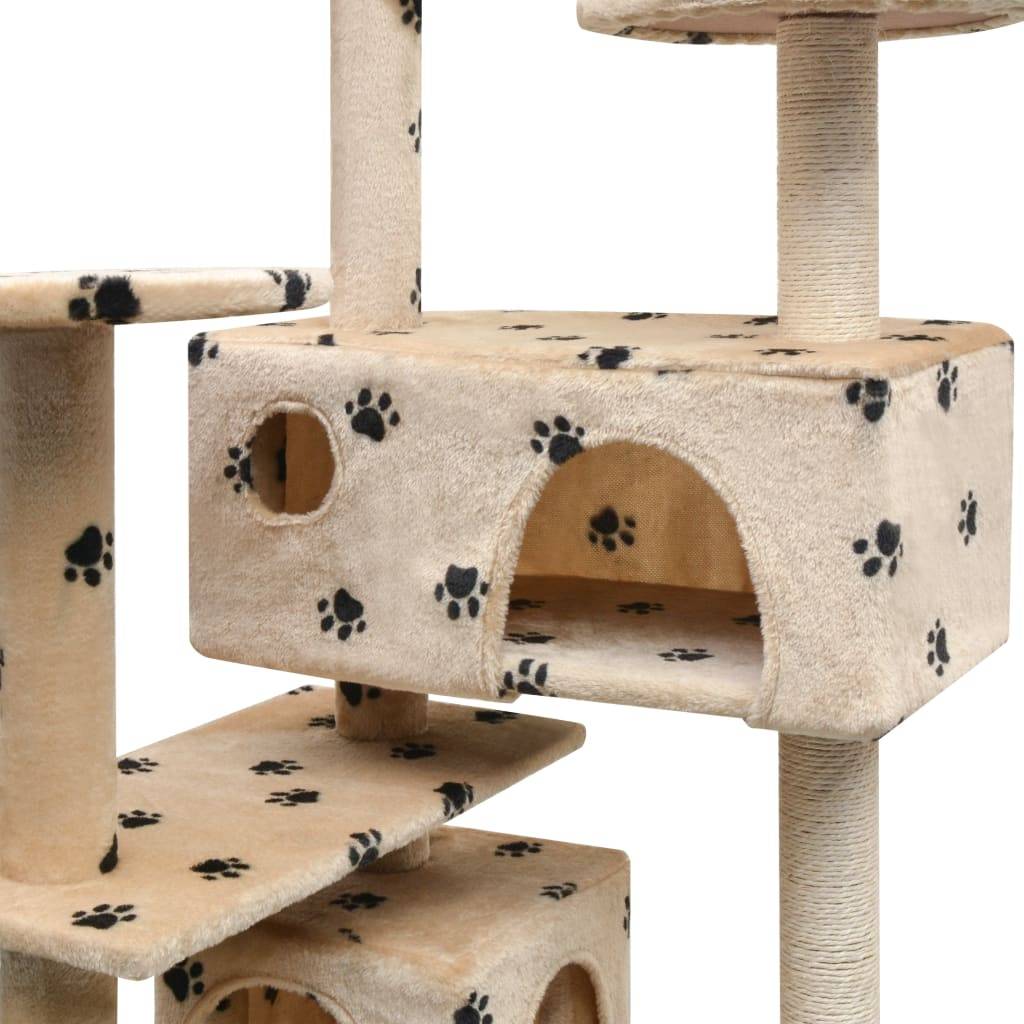 vidaXL Katzen-Kratzbaum 125 cm Pfoten-Aufdruck Beige