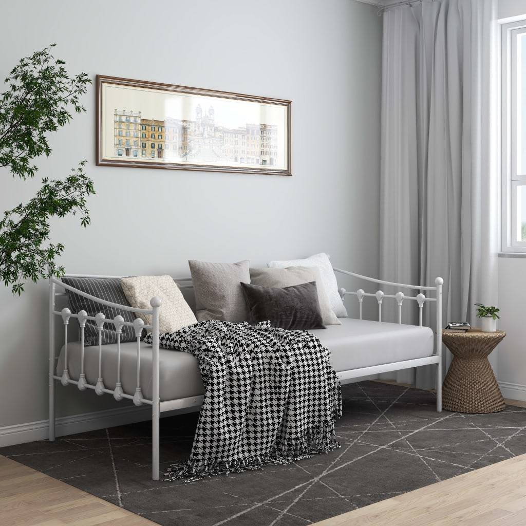 vidaXL Schlafsofa Bettgestell Weiß Metall 90x200 cm