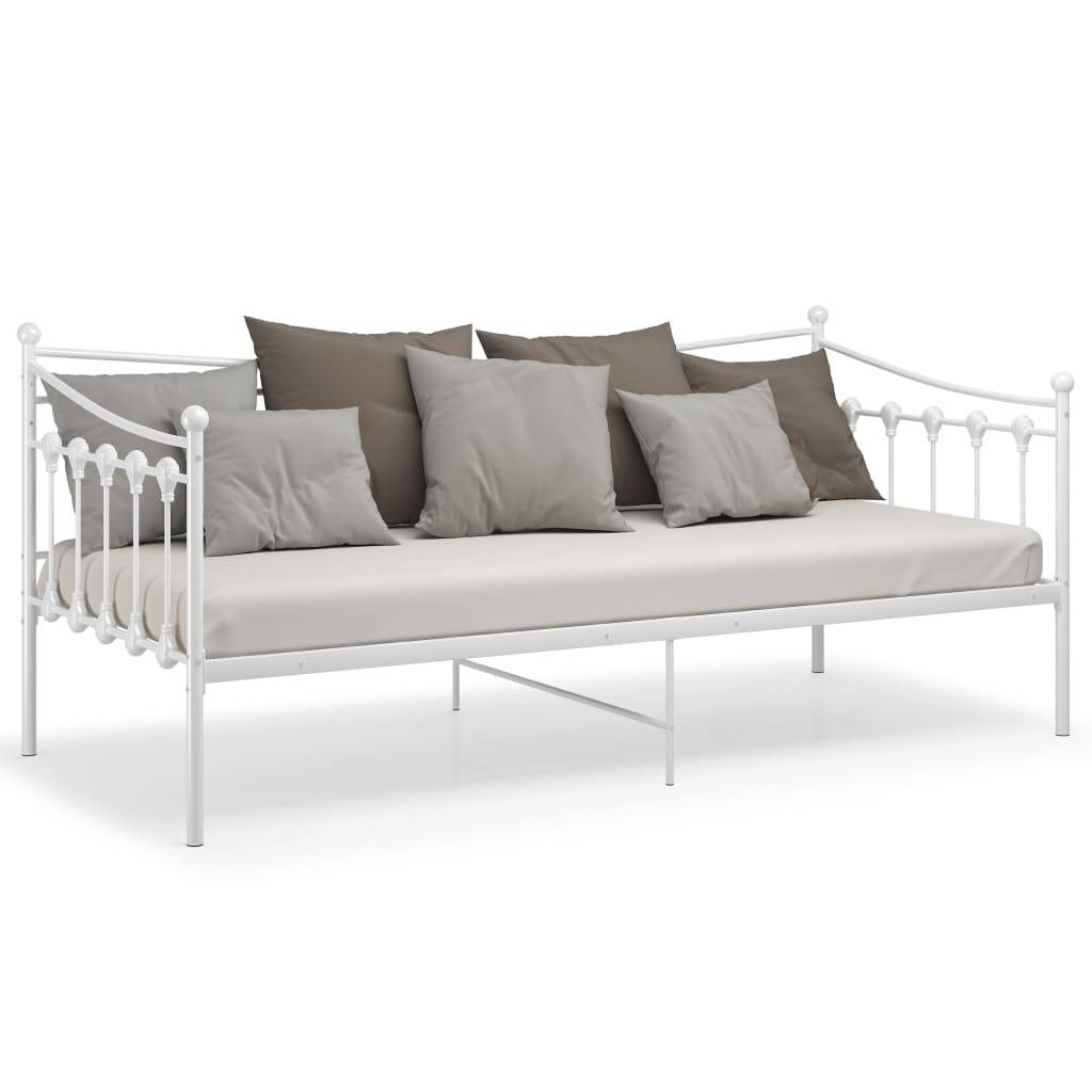 vidaXL Schlafsofa Bettgestell Weiß Metall 90x200 cm