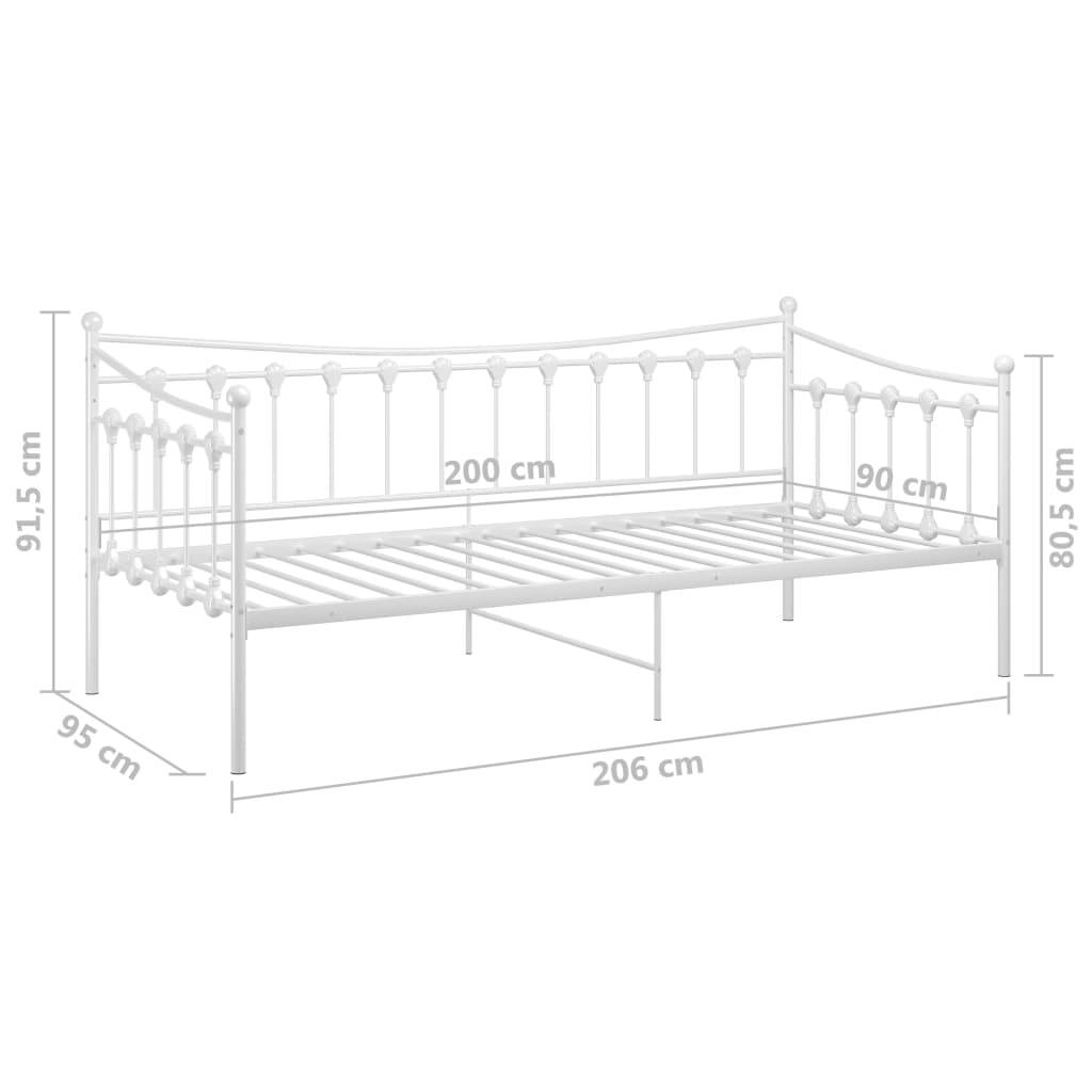 vidaXL Schlafsofa Bettgestell Weiß Metall 90x200 cm