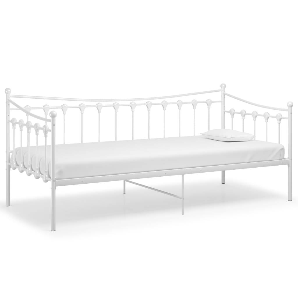 vidaXL Schlafsofa Bettgestell Weiß Metall 90x200 cm
