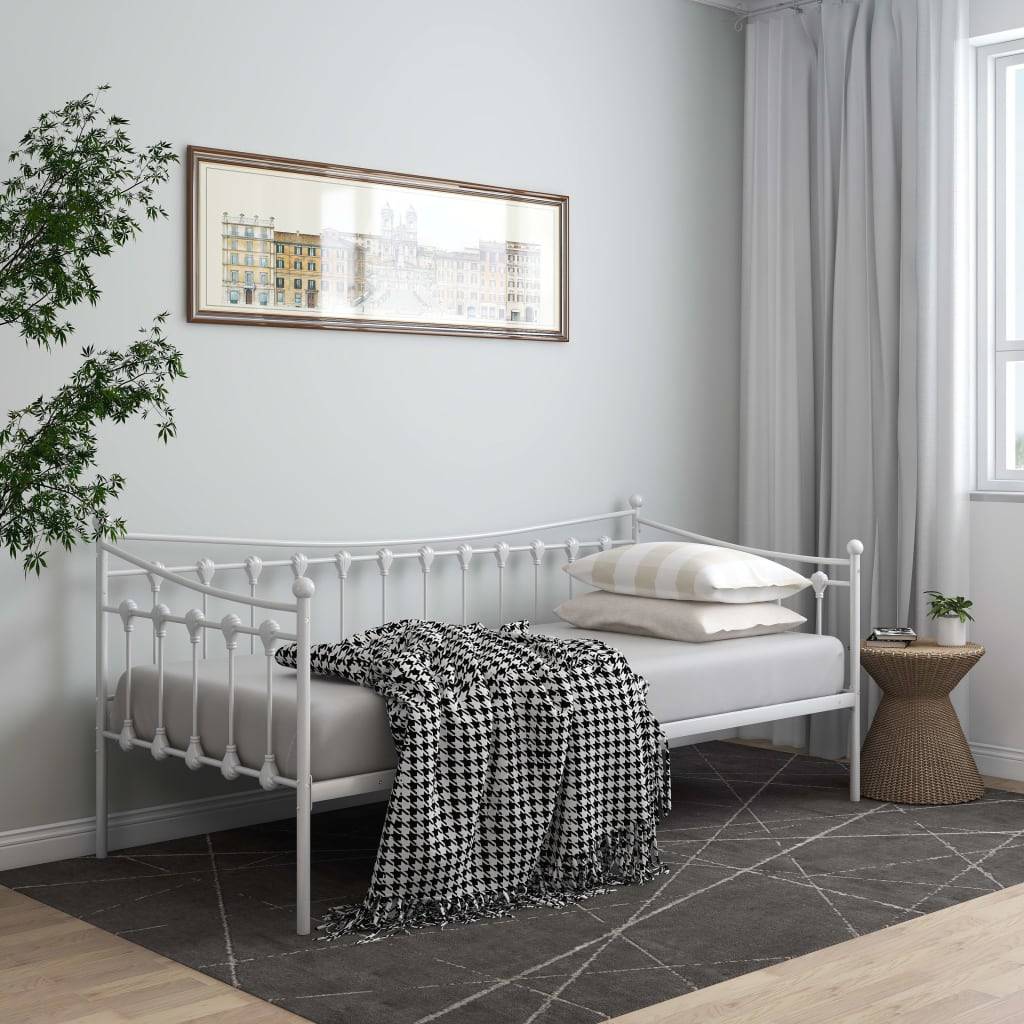 vidaXL Schlafsofa Bettgestell Weiß Metall 90x200 cm