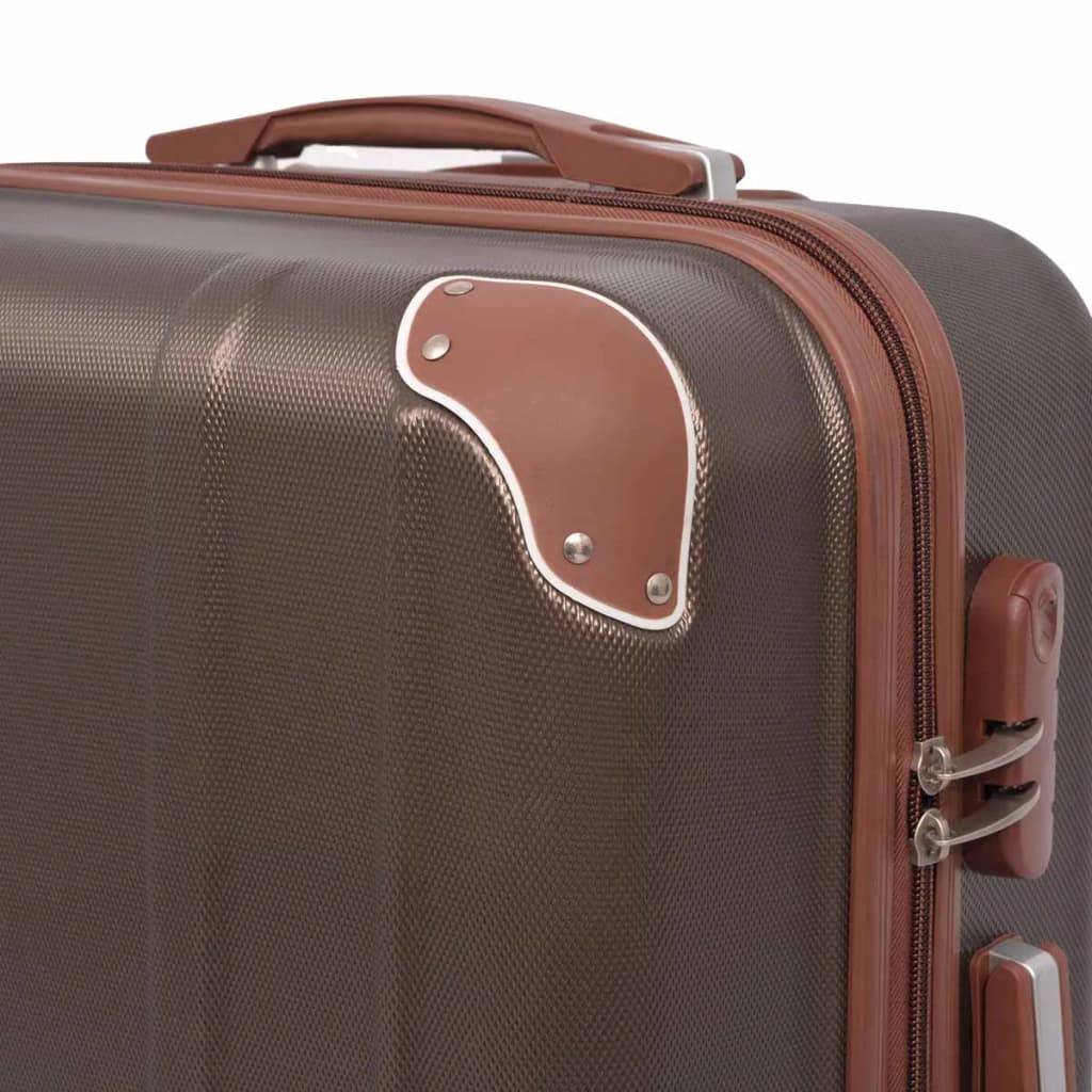 vidaXL Vierteiliges Hartschalen-Trolley-Set Kaffeebraun