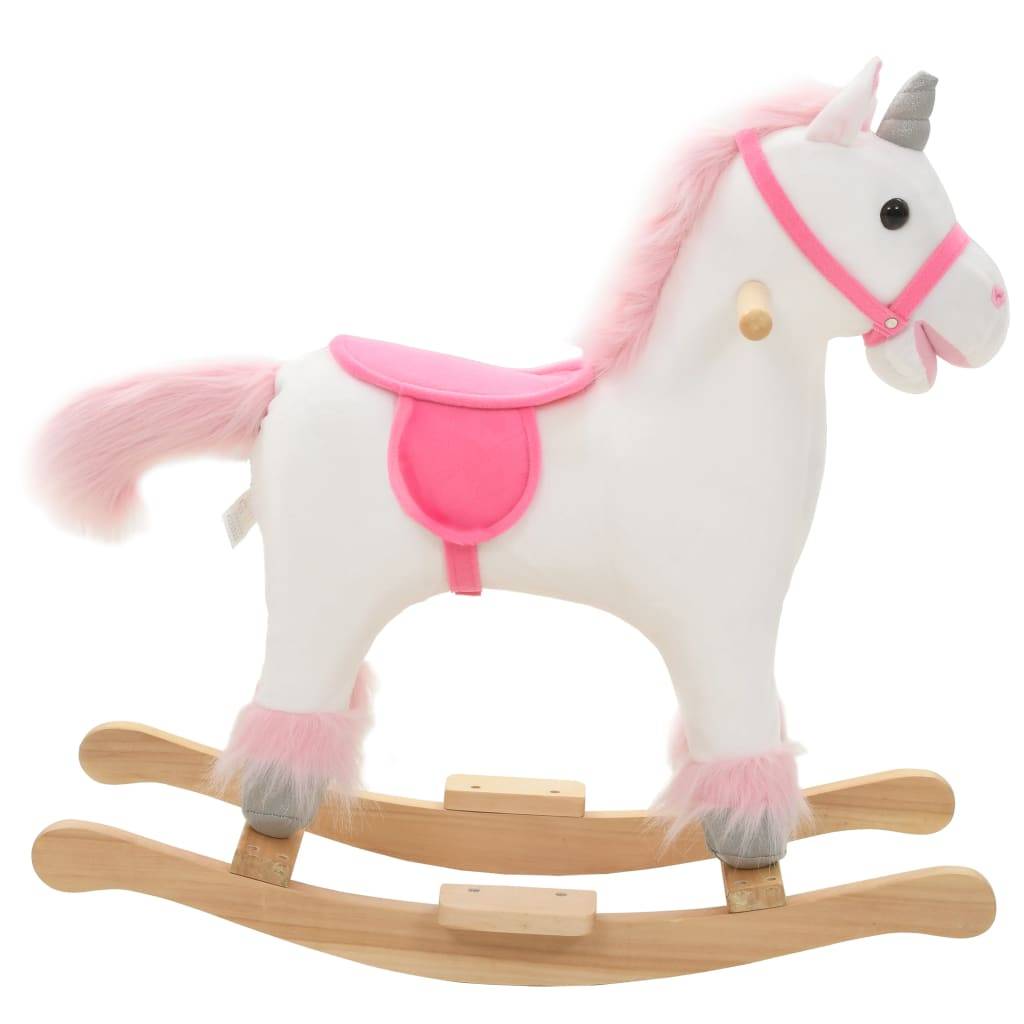 vidaXL Schaukeltier Einhorn Plüsch 65x32x58 cm Weiß und Rosa